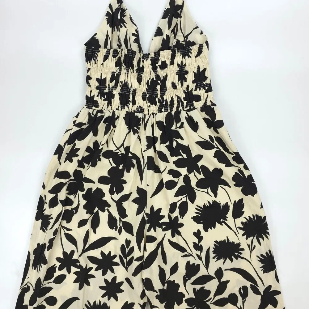 ANTHROPOLOGIE Moon River V-Neck Printed Jumpsuit Resort Boho 70s French Girl